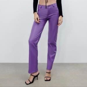 Zara Purple Leather Pants XS